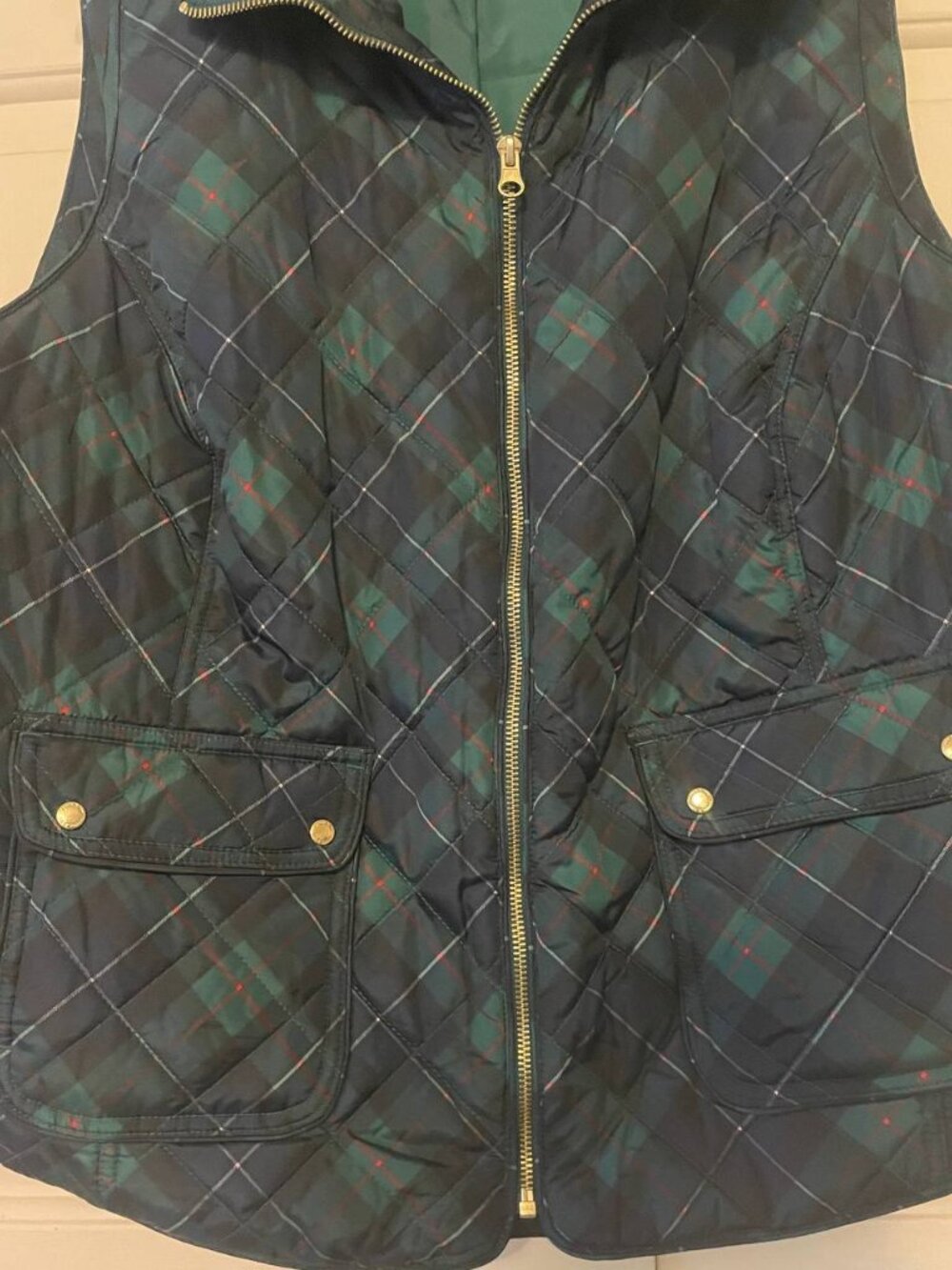 Crown & Ivy 2X Quilted Plaid Vest | Classic Preppy Old Money Style - Picture 2 of 7